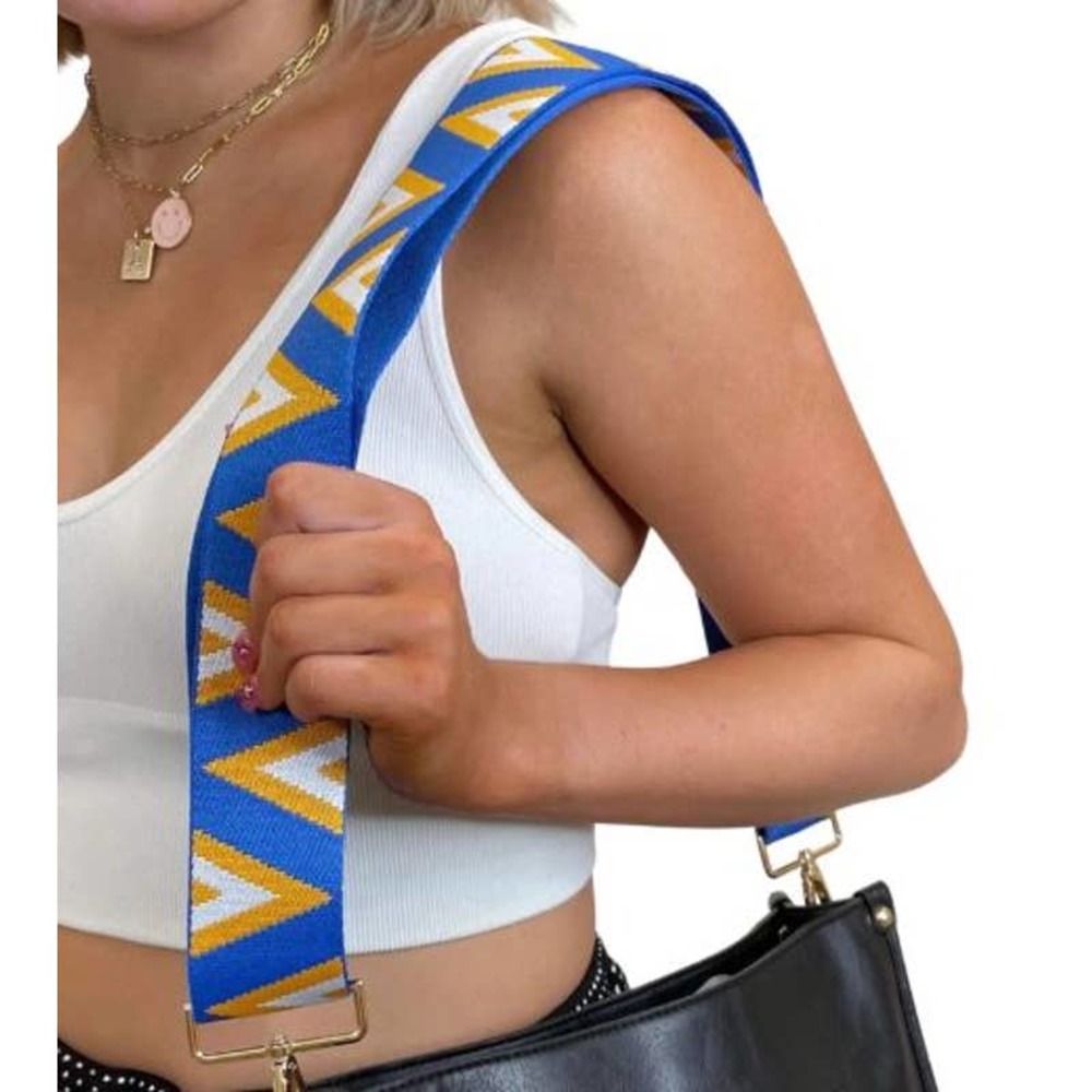 Crossbody Purse Bag Strap Blue Yellow Geometric Adjustable Detachable